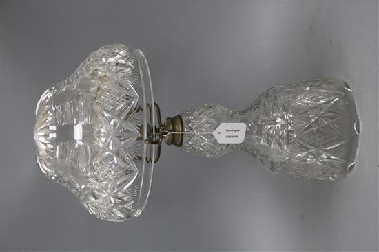 A brass mounted cut glass table lamp, height 53cm